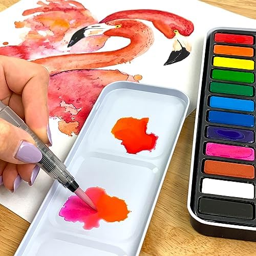 ArtSkills Travel Watercolor Kit, Watercolor Paint Set with Water Brush