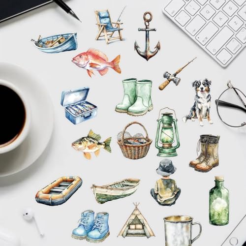 50PCS Transparent Fishing Stickers, Go Fishing Stickers