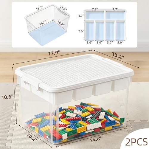Citylife 32QT 2-Pack Clear Craft Storage Box Buildable Lid Removable Tray