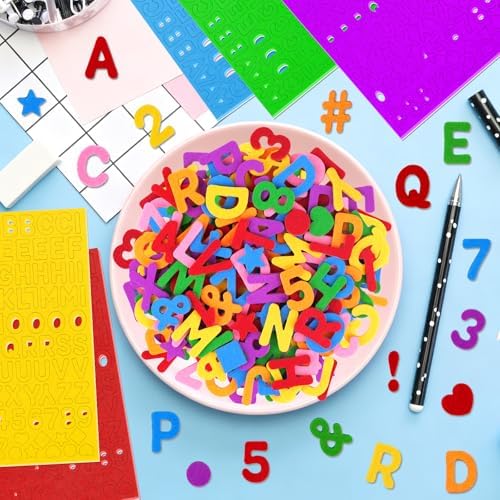 Felt Letters,686 Pcs Felt Stickers 1 Inch Alphabet Number Sticker(Colorful)