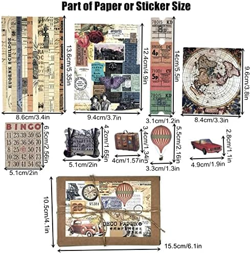 Esweny 200 Pieces Vintage Ephemera Scrapbooking Supplies Pack for Journaling, Decoupage Paper Scrapbook Stickers Kit for Junk Journal Planners Collage Craft Notebooks Album (Word Memory)