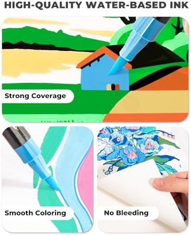 JusArt Acrylic Paint Markers 72 Colors, Dual Tip Art Supplies with Canvas