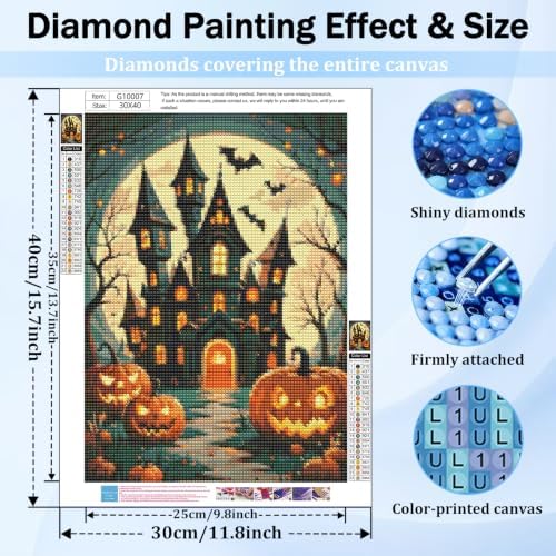 XTCIXAL Halloween Diamond Painting, Diamond Art Kits for Adults, 12x16 Inch