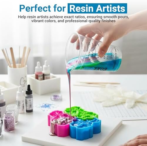 [50 Pack] NEW SIZE 12oz Graduated Mixing Cups - Durable PET, Clear Measurement Markings in oz, mL and cups - For Resin, Paint, Mixing and Crafts