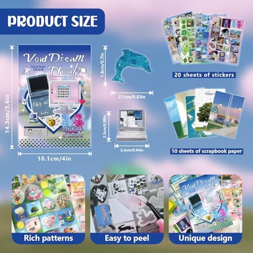 Vintage Y2K Aesthetics Sticker Book, 30 Sheets 400+ Pcs Scrapbook Stickers