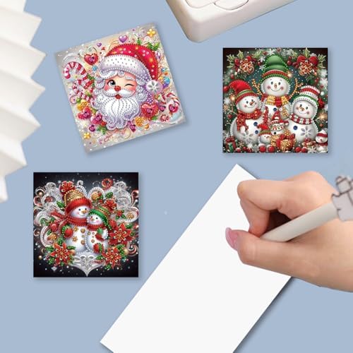 POETRYDRAW 6 Pack 5D DIY Diamond Art Painting Christmas Greeting Card Kit, Diamond Art Birthday Holiday Greeting Card, Crafts Kit Creative with Envelope