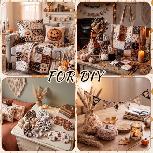 HunnmingRe 20 Pcs 10''x10'' Fall Halloween Quilting Fabric Squares