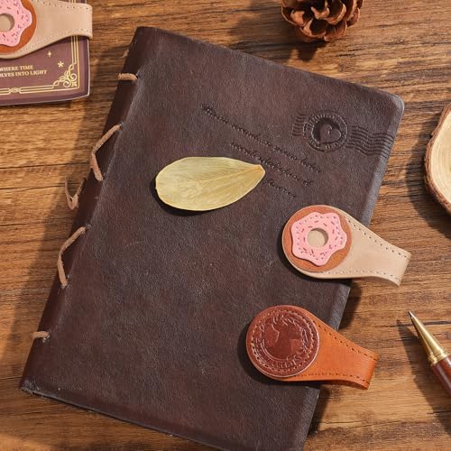 2PCS Vintage Magnetic Leather Bookmark, Leather Magnetic Bookmarks for Women, Magnetic PU Bookmarks Clip Book Accessories