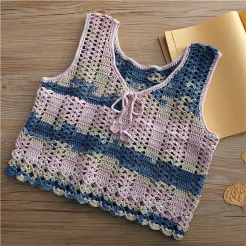 Fine Knitted and Crocheted Cotton Yarn, 100% Long Staple Cotton Yarn Multicolour Gradient Yarn, Infant Sports, 2 Packages 100 g/3.52 oz (50 g/162 yds per Strand)-sc01