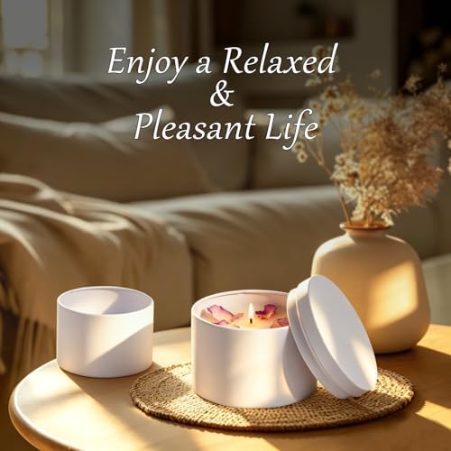 Candle Jars 4 Oz, Candle Tins with Lids, Candle Making Jars, Empty Candle Jars, Bulk Candle Containers, Metal Small Candle Jar with Lids, Candle Jars for Making Candles (White, 4oz-12pcs)