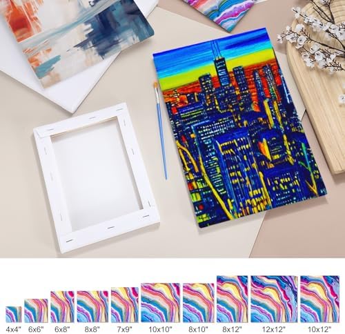 MECCANIXITY 2 Pcs Stretched Canvas for Painting, 7 x 9 Inch Blank Artist Boards 4/5 Inch Profile Cotton Canvas Panels for Beginners Professionals,White