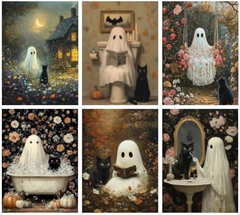 VIGEGU 6 Pack Ghost Paint by Numbers Kit for Adults Beginner