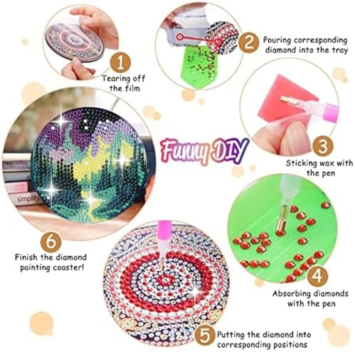 8 Pack Diamond Art Coasters,Northern Lights Diamond Painting Coasters Kits