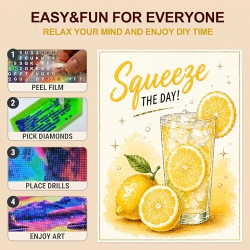 Lemon Diamond Art Kits for Adults, Squeeze The Day Diamond Painting Kit