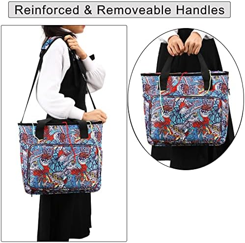 Yarn Knitting Storage Tote-Large Capacity Crochet Organizer Portable Travel Bag with Shoulder Strap Crochet Hooks Case for Unfinished Bulk Project