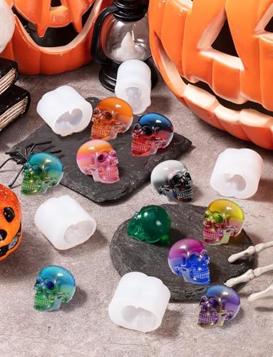 12 PCS Mini Skull Resin Molds, Little Skull Molds 12 Pcs Key Ring Accessory