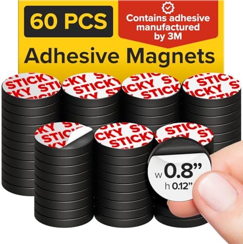 Sticky Flexible Adhesive Magnets for Crafts, 0.8"x0.12" (20x3mm), 60 pcs