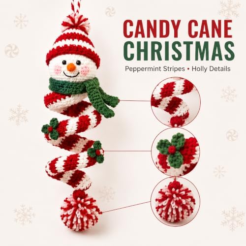 Crochet Snowman Spiral Ornament DIY Kit, Christmas Craft for Adults