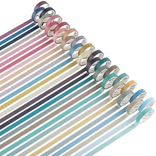 YUBBAEX Natural Color Washi Tape Set 28 Rolls Decorative Tapes for DIY Crafts, Journals, Planners, Scrapbooking, Wrapping (Morandi 28 Rolls)