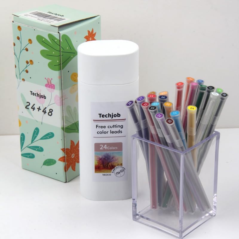 Mechanical Colored Pencils 2.6mm 24 Colors with Coded Refills (48PCS)
