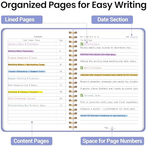Lined Spiral Journal Notebook, A5 College Ruled Notebook for Note-Taking