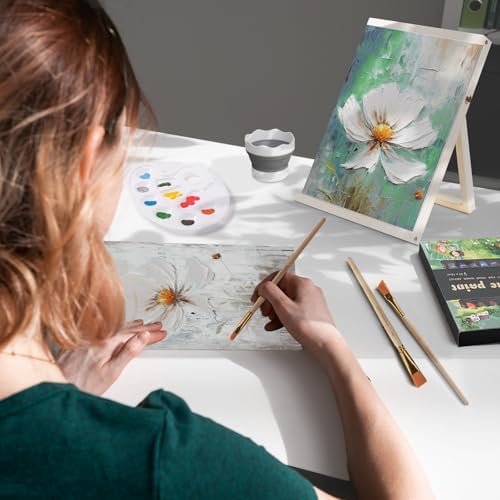 LEYEDZ Acrylic Paint Set for Kids & Adults,Art Supplies Kit with Canvas | 24 Acrylic Paints,8 Brushes,5 Canvas Panels,Palette,Cup & Towel,Foldable Adjustable Table Easel for School Travel