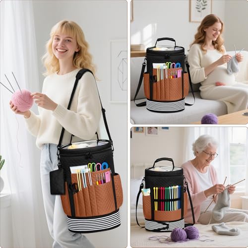 Crochet Yarn Knitting Bag 3PCS Expandable Large Yarn Storage Organizer Bag