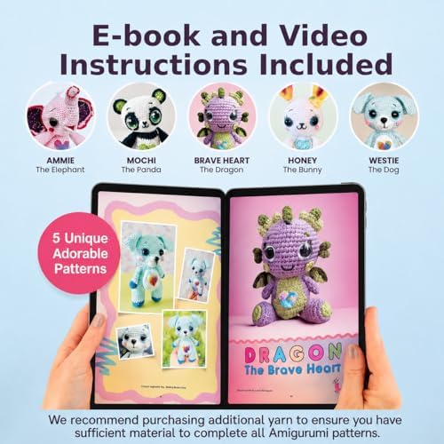 YammiAmi 1,800 Yards Beginner Crochet Kit for Adults, 103-Piece Starter Set with 50 Skeins of Yarn, Accessories, and 10 Amigurumi E-Book Patterns with Video Tutorials