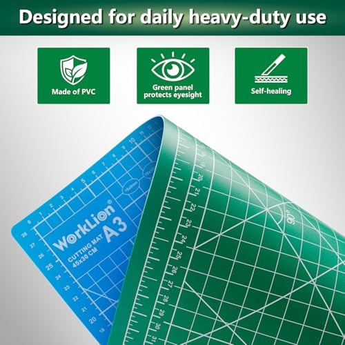 WORKLION 12" x 18" Art Self Healing PVC Cutting Mat, Double Sided, Gridded Rotary Cutting Board for Craft, Fabric, Quilting, Sewing, Scrapbooking Project……