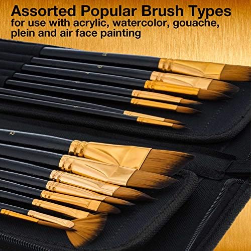 U.S. Art Supply 15 Piece Artist Long Handle Synthetic Paint Brush Set