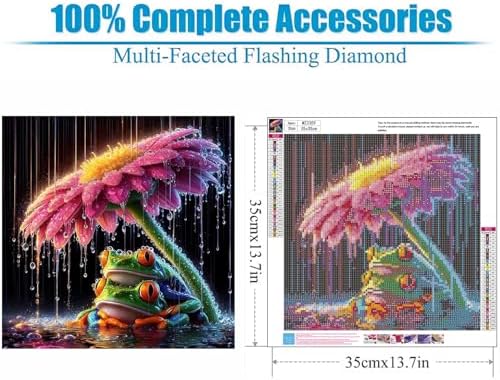 Lophomie Diamond Art Kits for Adults, 5D Frog Diamond Painting Kit 14x14 in