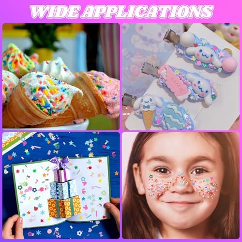 DIYASY 180g Fake Sprinkles, 6.35 oz Mini Faux Sprinkle Polymer Clay Slices Non-Edible for Crafts Art DIY Cake Decoration Plastic Slime Card Filler Nail Supply 12 Styles