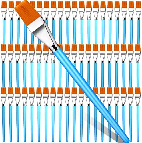 Crtiin 60 Bulk 3/4 Inch Flat Paint Brushes for Acrylic Painting Large(Bule)