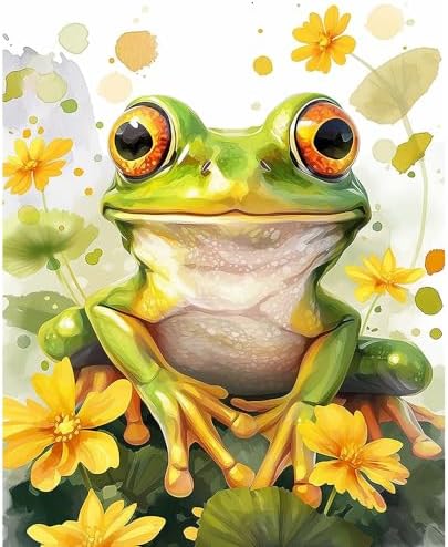 Natuyalo Paint by Numbers for Adults Beginner, Frog Acrylic Easy Paint by Numbers Kits Animal Craft Kits for Adults Suitable for Home Wall Decoration Flameless 16x20 Inch