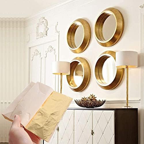 Gold Leaf Sheets, 100 pc 6.3" Gold Foil Paper for Arts Craft, Painting, Gilding, Slime, Nail Design, Furniture Decoration, Resin Jewelry Making