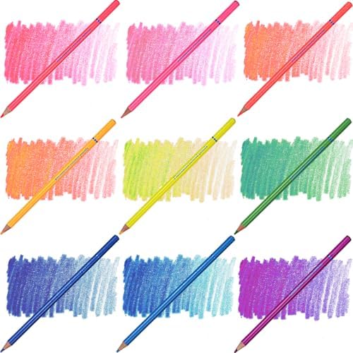 Neon Colored Pencils,Oil Based Wooden Fluorescent Pencil Set for Adults Coloring Books Drawing Sketching Art Supplies