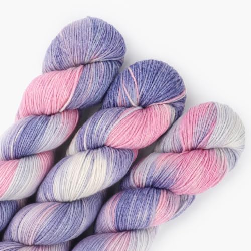 Katech Wool Yarn for Crocheting, Cashmere Yarn Hand Dyed Yarns-Purple Pink