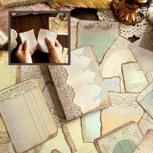 380 Sheets Vintage Scrapbook Paper Pack with Black Rose PET Stickers