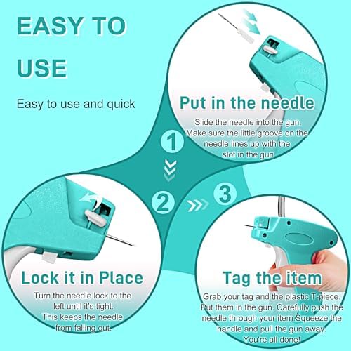 2026 New Stitch Gun for Clothes, Handheld Quick Clothing Fixer Sewing Kit with 1000 Black & 1000 White Fasteners, 6 Replacement Needles, Light Blue