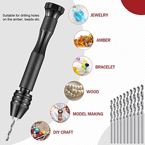 Zhehao 59 Pcs Hand Drill Bits Set Micro Drill Bit Set for Crafts, Black