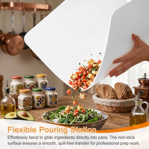 34.6" x 23.6" Cutting Mat for Countertop Protection 2MM Polypropylene Flexible Cutting Board, Non-Slip Kitchen Prep Surface for Rolling Dough, Meat Processing & Crafting (1 Pcs, White)