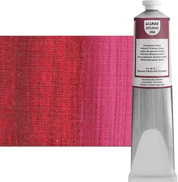 Lukas Studio Artist Oil Color Paints - High-pigment oil paint made with natural binder for artist, painting, & more! - [Alizarin Crimson Hue - 200 mL]