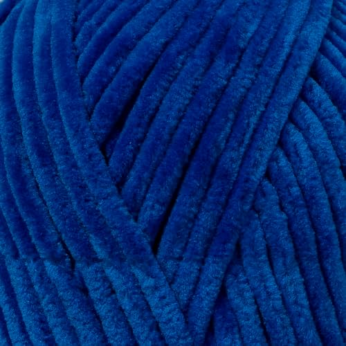 Velvet Lux Chenille Yarn for Crocheting and Knitting, 2 Pack Bulk Chunky Yarn, Super Soft Velvet Yarn for Amigurumi, Baby Blankets & Home Decor — 100g/120yds per Skein (Navy Blue)