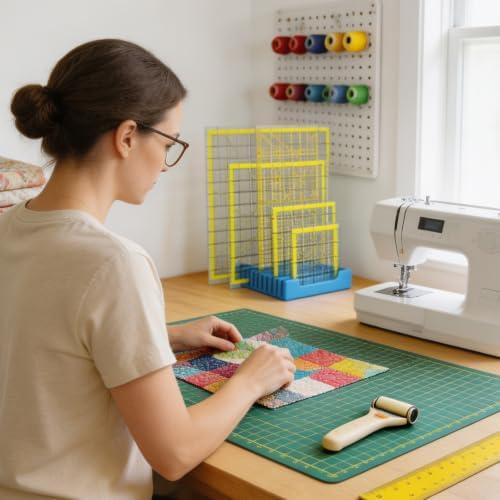 Adameng 12 Slot Quilting Ruler Holder Sewing Ruler Holder Organizer for Quilting,Storage Rack for Quilting Rulers