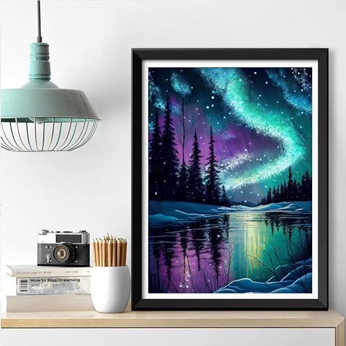 SHONGSHU Diamond Art Kits for Adults-Colorful Starry Forest Landscape Diamond Painting Kits for Adults Beginners, 5D DIY Full Drill Round Rhinestone Gem Art Crafts Paintings for Home Wall Decor (SK2)