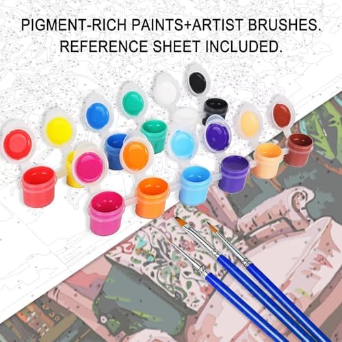 Tulip Flower Paint by Number for Adult,Abstract Graffiti Painting by Number Kits On Canvas, DIY Oil Painting Acrylic Paints,leafage Paint by Numbers for Adults and Kids Beginner（without frame）