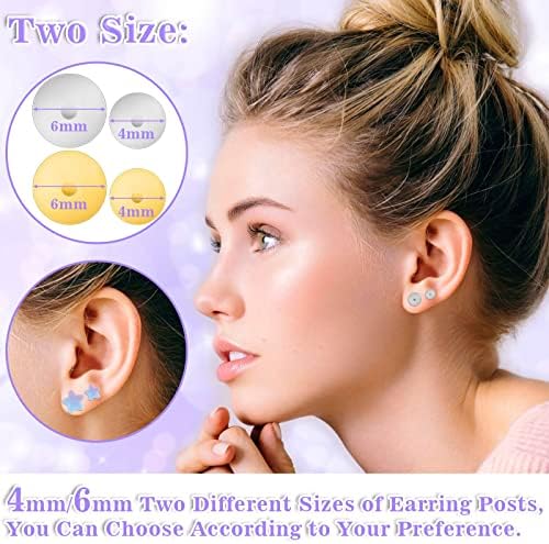 Anezus Jewelry Glue with 600pcs Stainless Steel Earring Posts and Backs - Silver and Gold Posts with Rubber Backs for Jewelry Making
