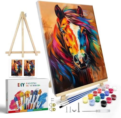 JOOZ Paint by Numbers Kit for Adults with Frame, Horse Paint by Number