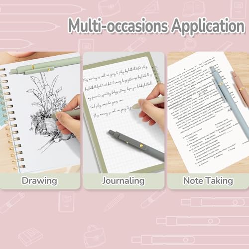 UIXJODO Gel Pens, 6 pcs 0.5mm Black Ink Pens Gold Morandi Barrel Fine Point Smooth Writing Pens Quick Dry Pen for School Office Supplies, Gifts for Girls Women