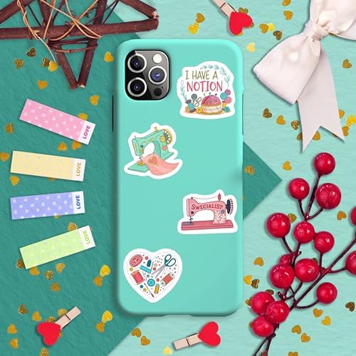 100Pcs Sewing Stickers and Decals for Water Bottle, Scrapbooking and Laptop - Sewing Party Supplies & Gifts - Quilting Stickers, Vinyl Decals - Gift for Women & Men